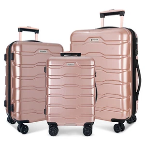 3PCS Suitcase Set Luggage Set Hardside ABS Spinner for Travel Family 20/24/28" - Picture 1 of 26