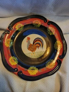 Rare! Bella Ceramica Rooster Diner Plates Hand Painted 10 3/4" - Picture 1 of 4