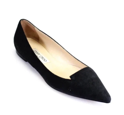 Zapatos planos Jimmy Choo London para mujer de gamuza punta negra talla 37 EUR US 7 Foto 1 de 4