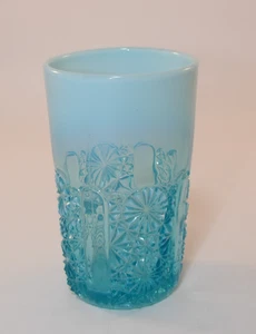 Vintage Türkis Aquamarin 4 1/4" Pressglas Becherglas Sehr guter Zustand - Bild 1 von 5