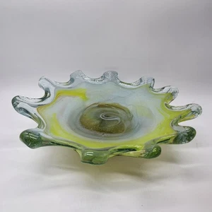 Vintage RARE Murano Art Glass Gorgeous Sommerso Yellow And White Bowl / Ashtray  - Picture 1 of 10