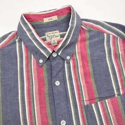 J. Crew Men's Medium Slim Indian Madras Multi-Color Striped Button Down Shirt - Image 1 of 4