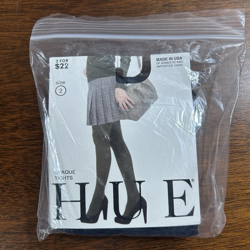 HUE Women's Opaque Sheer to Waist Tight - U4689P Size 2 Navy NWT - Image 1 of 4