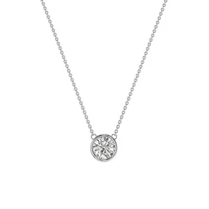 2ct Lab Grown Diamond Bezel Pendant IGI F VS | 14K White Gold Necklace 16" Gift - Picture 1 of 2