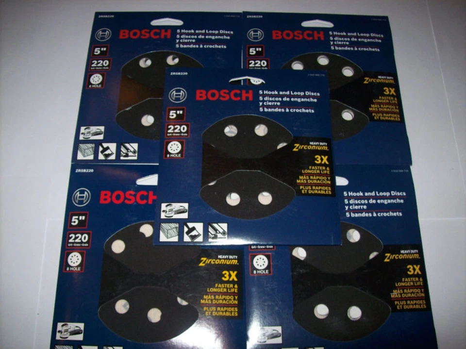 25 BOSCH 5" HOOK AND LOOP 8 HOLE SANDING DISCS 220 GRIT - Image 1 of 1