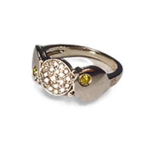 Wunderschöner Bandring Nachlass 14K Weißgold gelber Diamant Scheibe Kreis - Bild 1 von 1