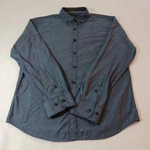 Rugby University Herren grau Baumwollmischung geometrischer Druck Button Down Hemd Gr. M - Bild 1 von 10