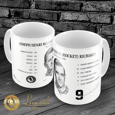 1961 Maurice Richard NHL Legend Hockey Hall Fame Career Stats 15oz Ceramic Mug Cover