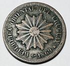1869 Uruguay 2 Centesimos 1 Year Type