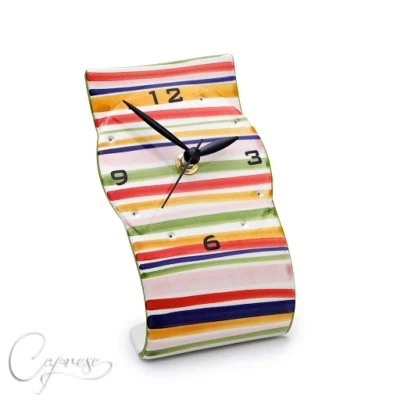 Bassano Montre en Céramique 19 CM Rayures Motif Neuf En Italie Fait A la Main - Image 1 of 4