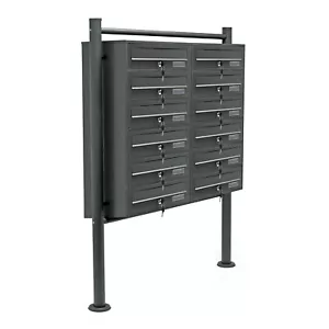 12er Briefkastenanlage Anthrazit 2x6 Fach Standbriefkasten Postkasten Postfach - Bild 1 von 6