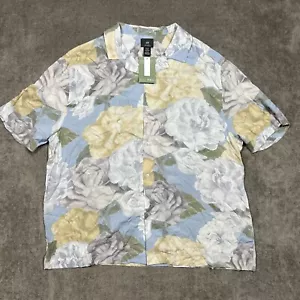 H&M Shirt Mens Camp Collar Button Up 2XL Regular Fit Floral Hawaiian NEW - Picture 1 of 8