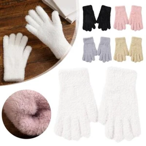 Mink Velvet Thicken Gloves Fluffy Furry Full Finger Gloves Mitten Plush Warm NEW - Picture 1 of 16