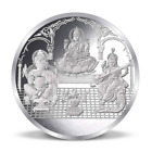 BIS Hallmarked Lord Ganesha Laxmi & Saraswati 999 Pure Silver Coin 50 gm