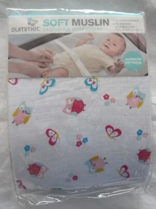 SUMMER INFANT Soft Muslin Diaper Changing Changer Pad Cover Owls Butterflies NEW - Picture 1 of 5