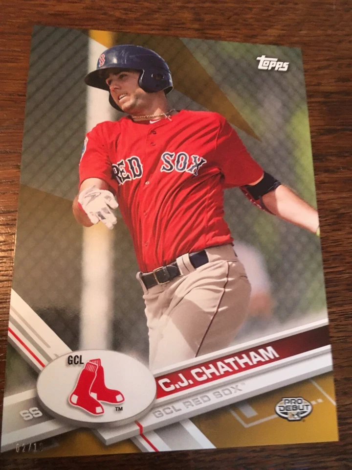 2017 Topps Pro Debut Jumbo 5x7 C.J. CJ Chatham Red Sox 60 #'d 02/10 Gold - Image 1 of 1