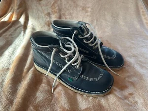 Kickers Hi Boots in Navy Blue Size 9 Used 80s Casuals Eighties High Boot 8 8.5 - Picture 1 of 2