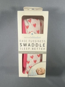 Miracle Blanket Swaddle Wrap for Newborn Infant Baby to 14 weeks - Coral Hearts - Picture 1 of 3