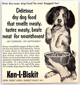 PRINT AD 1955 Beagle Puppy Begging Ken-L-Biskit Kibble Dry Dog Food Cute Vtg - Foto 1 di 1