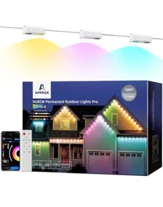 APPECK Permanent Outdoor Lights Pro 100ft, RGBCW Smart Eaves Lights. - Picture 1 of 4