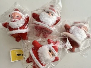 Vintage Blow Mold Plastic Flocked Dancing Santa Claus Christmas Floral Picks LOT - Picture 1 of 5