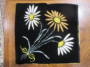 Vintage Velvet Satin Pillow Case Applied Embroidered 16 1/2 x 17 - Picture 1 of 6