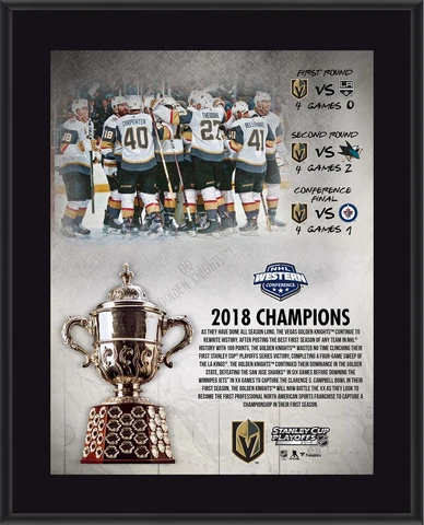 Vegas Golden Knights 10.5" x 13" 2018 Western Conference Champs Plaque Cover