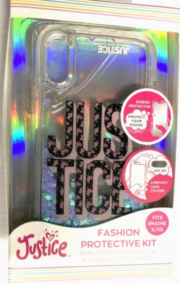 Funda protectora transparente brillante Justice Fashion + Protector de pantalla iPhone X/XS Foto 1 de 4