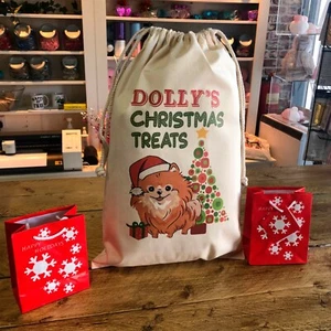 Personalised Dog Santa Sack Pomeranian - Dolly Design - Picture 1 of 1