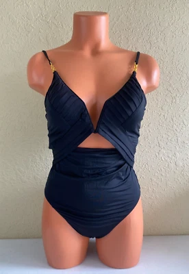 Maiô Nanette Lepore Goddess peça única preto orgami pregas tamanho XS - Imagem 1 de 4