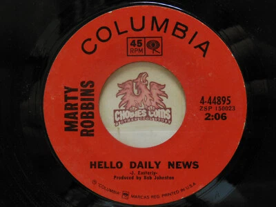 Marty Robbins – Hello Daily News / I Can't Say Goodbye, 45 RPM VG+ (16I) Foto 1 de 2