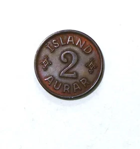 1942 ICELAND 2 KRONUR BRONZE CHRISTAIN X BRONZE COIN KM #6 - Picture 1 of 2