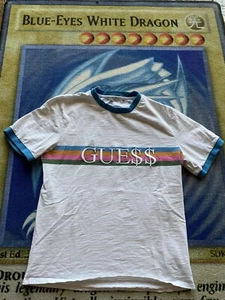 Guess ASAP A$AP Rocky Ringer camicia uomo media righe bianche ricamate collab - Foto 1 di 8