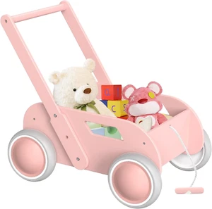 Wooden Baby Walker, Push and Pull Learning Walk Toys for Infants to Toddler, Wal - Picture 1 of 8