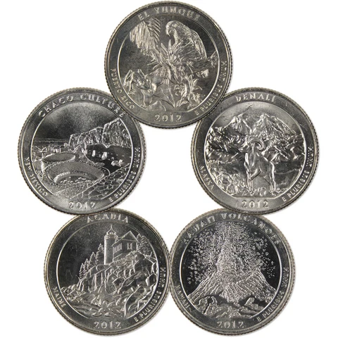 2012 S National Park Quarter 5 Coin Set Uncirculated Mint State Clad 25c Cover