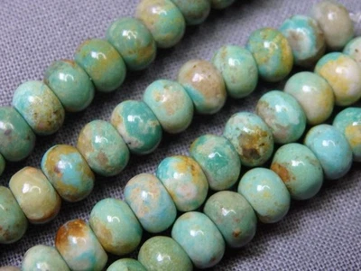 Nevada FOX Mine TURQUOISE 6x4mm Rondelle BEADS 16" Strand 110cts  👋😍 - Image 1 of 4