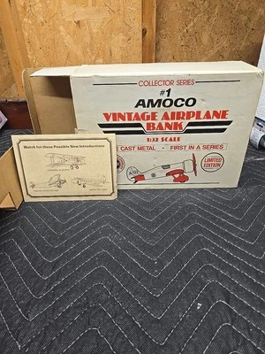 Vintage #1 Amoco Airplane Coin Bank Ltd Ed Die Cast 1st in Series 1:32 Scale - Image 1 of 4