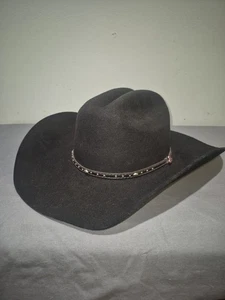 JUSTIN Mens 100% Wool Black COWBOY XX Western Hat 7-1/2 2X  Nice Condition - Picture 1 of 14