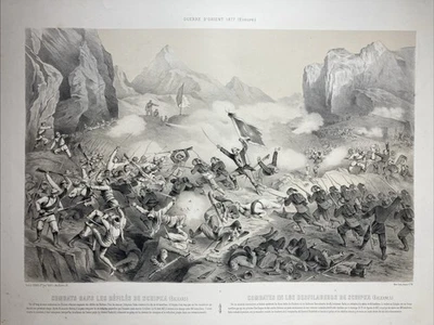LITHOGRAPHIE GUERRE D’ORIENT 1877 (EUROPE) Combats défilés de SCHIPKA L. Turgis - Photo 1/4