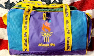 Vtg Atlanta 1996 Olympics Duffel Bag Luggage Gym Carry-On Travel 90s 45 Liters - Image 1 of 4