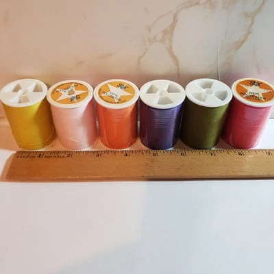 Lot of 6 Spools Star Brand 100% Polyester Sewing Thread Assorted Colors New/Used - Image 1 of 4