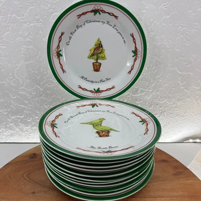 I Godinger Co Juego de 6 Platos de Viento de Navidad 12 Días de Ensalada de Postre de Navidad Foto 1 de 4