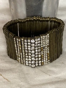 Vintage Multi Strang GLAS Strass Perlen Armband Grob 1,5" Stretch Armband - Bild 1 von 2