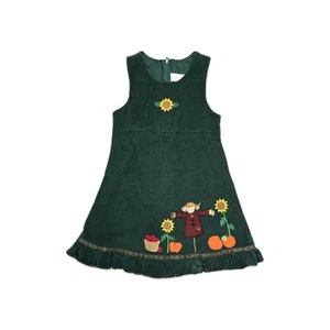 Vintage Girls Romper Green Curdoroy Size 5 Harvest - Picture 1 of 3