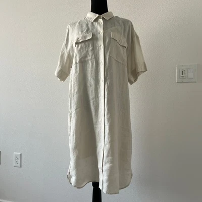 J Crew Utility Shirtdress In Linen Medium Tall Natural - Image 1 of 4