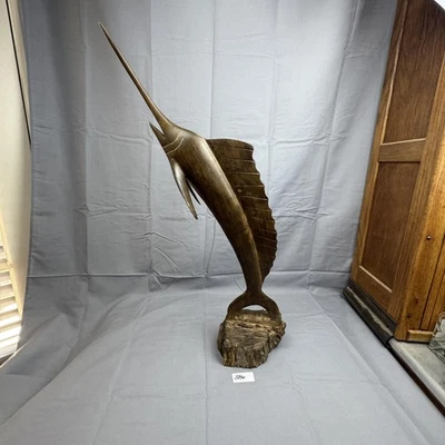 Vintage Ironwood Large Hand Carved Wood Sailfish Marlin Statue Sculpture MCM - Image 1 of 4