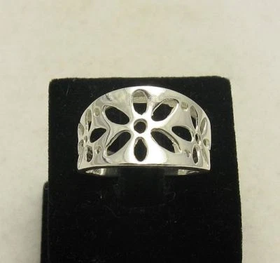 Stylish Genuine Sterling Silver Ring Stamped Solid 925 Flower Handmade Empress - Image 1 of 4