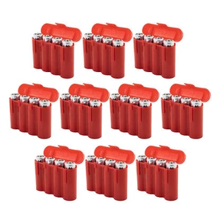 10 RED AA AAA BATTERY BATTERY PLASTIC STORAGE CASE HOLDER BOX USA SHIP - Picture 1 of 9