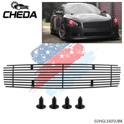 Para-choque dianteiro superior preto inserção de grade de tarugo serve para 2009-2014 Nissan Maxima - Imagem 1 de 4