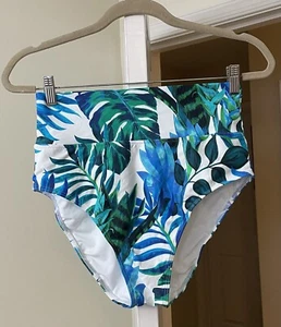 Sunsets Swim Bikini Bottoms Brief Blue Palm Floral Bohemian Sissy Women's XL - Picture 1 of 2